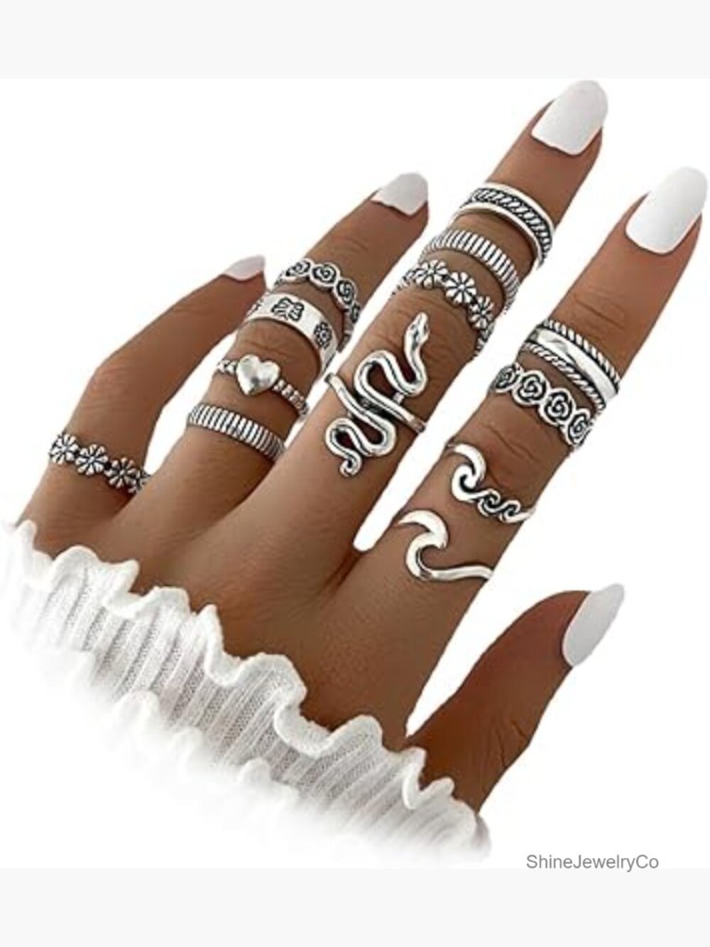 Vintage Boho Stackable Snake Ring Set - Dainty Midi Knuckle Rings